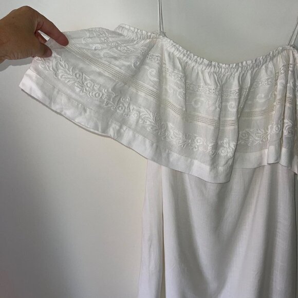 L*Space Women Abby Mini Dress Size Large White Off The Shoulder Ruffle Neck New - Picture 10 of 13